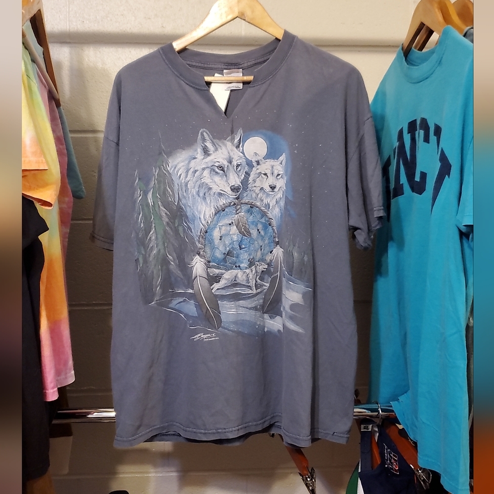Size XL-Vintage 90s Y2k Wolf And Dream Catcher Shirt